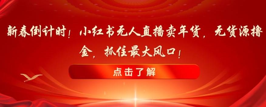 新春倒计时！小红书无人直播卖年货，无货源撸金，抓住最大风口【揭秘】-简创项目网