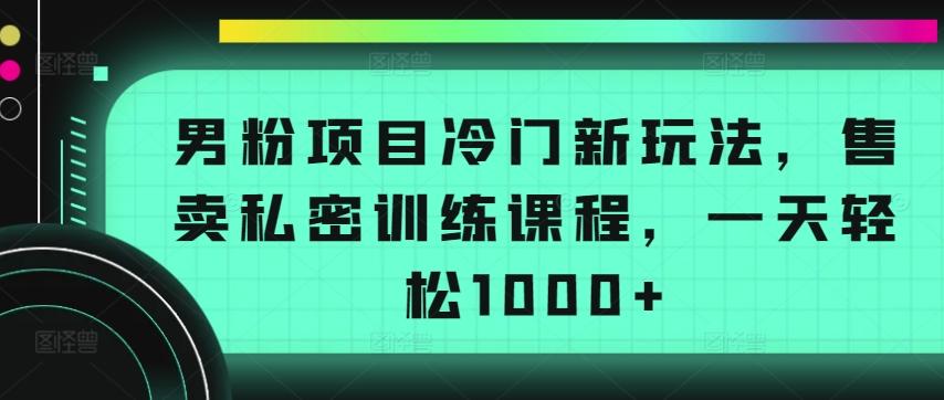 男粉项目冷门新玩法，售卖私密训练课程，一天轻松1000+【揭秘】-简创项目网