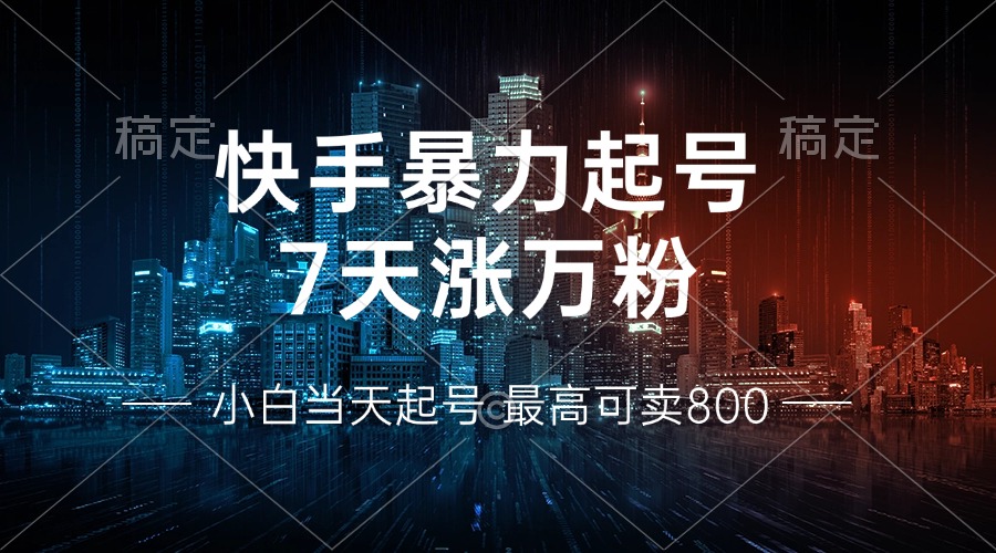 快手暴力起号，7天涨万粉，小白当天起号 多种变现方式，账号回收，单月…-简创项目网