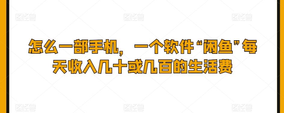 怎么一部手机，一个软件“闲鱼”每天收入几十或几百的生活费-简创项目网