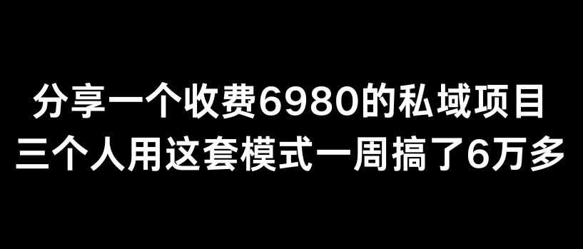 分享一个外面卖6980的私域项目三个人用这套模式一周搞了6万多【揭秘】-简创项目网