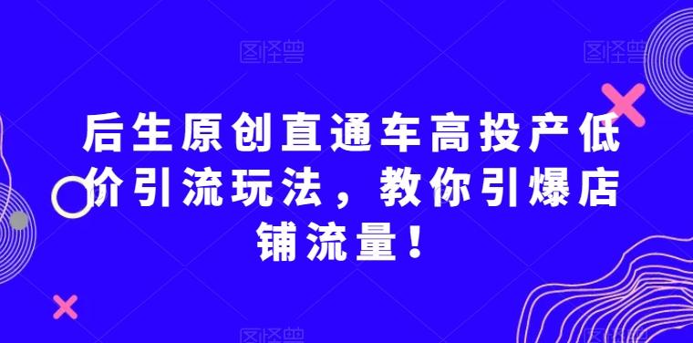后生原创直通车高投产低价引流玩法，教你引爆店铺流量！-简创项目网