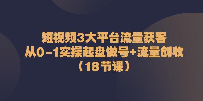 短视频3大平台流量获客：从0-1实操起盘做号+流量创收(18节课)-简创项目网