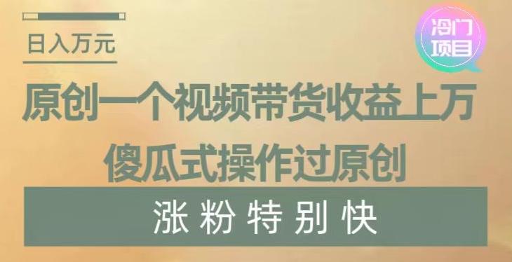 原创一个视频带货收益上万，傻瓜式操作过原创，几分钟做一个视频涨粉特别快【揭秘】-简创项目网