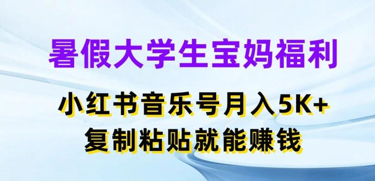 暑假大学生宝妈福利，小红书音乐号月入5000+，复制粘贴就能赚钱【揭秘】-简创项目网