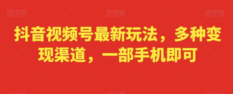 抖音视频号最新玩法，多种变现渠道，一部手机即可-简创项目网