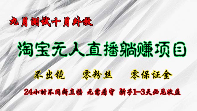 淘宝无人直播最新玩法，九月测试十月外放，不出镜零粉丝零保证金，24小…-简创项目网