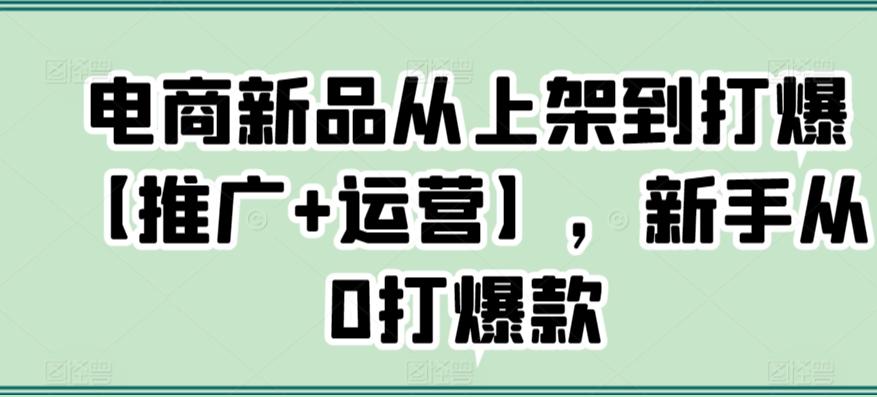 电商新品从上架到打爆【推广+运营】，新手从0打爆款-简创项目网