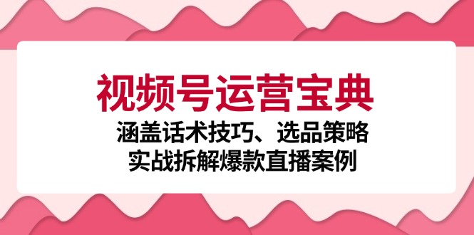 视频号运营宝典：涵盖话术技巧、选品策略、实战拆解爆款直播案例-简创项目网