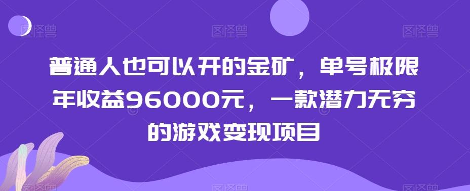 普通人也可以开的金矿，单号极限年收益96000元，一款潜力无穷的游戏变现项目【揭秘】-简创项目网