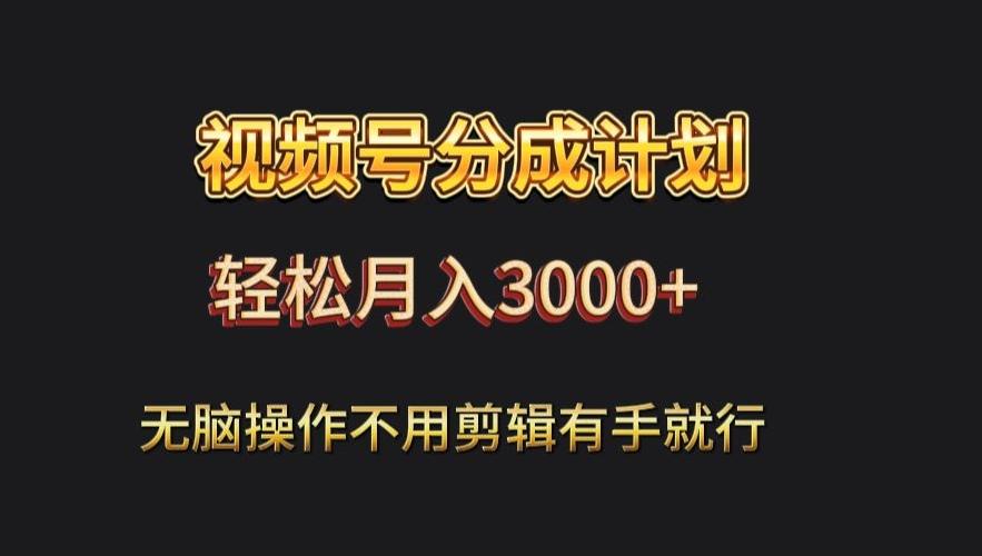 视频号流量分成，不用剪辑，有手就行，轻松月入2000+-简创项目网