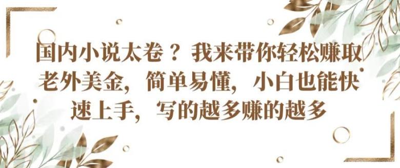 国内小说太卷 ?带你轻松赚取老外美金，简单易懂，小白也能快速上手，写的越多赚的越多【揭秘】-简创项目网