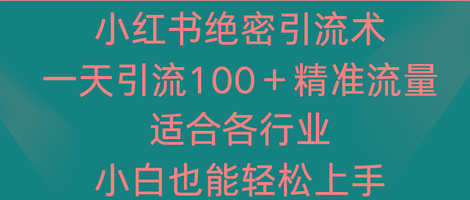 小红书绝密引流术，一天引流100＋精准流量，适合各个行业，小白也能轻松上手-简创项目网