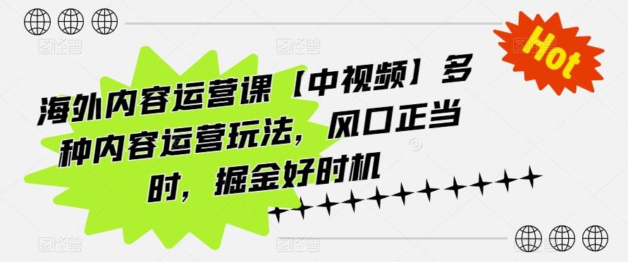 海外内容运营课【中视频】多种内容运营玩法，风口正当时，掘金好时机-简创项目网