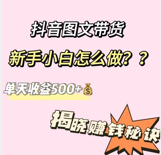 抖音图文带货，新手小白怎么做？单天收益500+【揭秘赚钱秘诀】-简创项目网