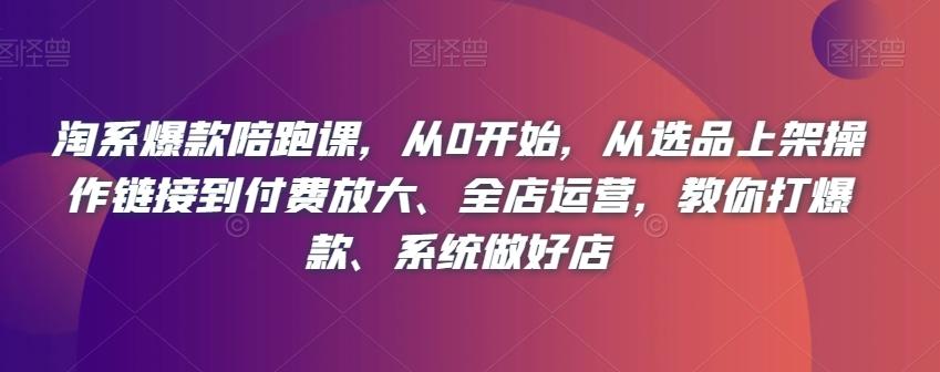 淘系爆款陪跑课，从0开始，从选品上架操作链接到付费放大、全店运营，教你打爆款、系统做好店-简创项目网