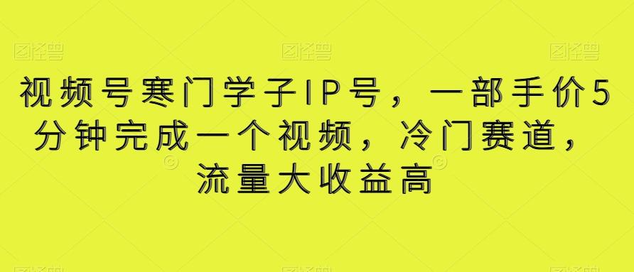 视频号寒门学子IP号，一部手价5分钟完成一个视频，冷门赛道，流量大收益高【揭秘】-简创项目网