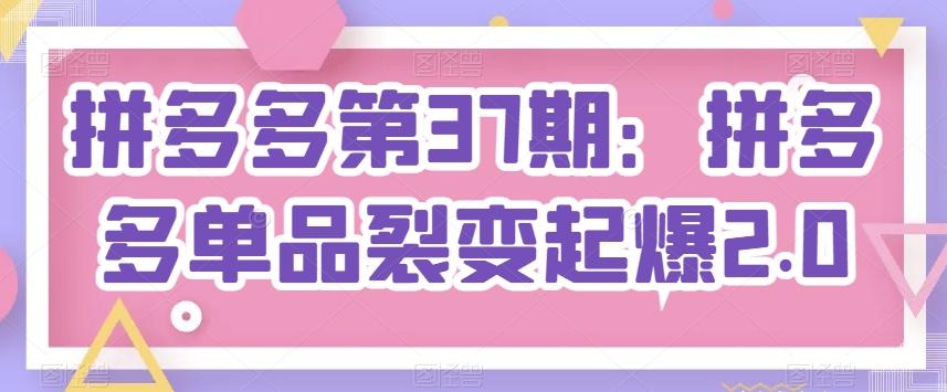 拼多多第37期：拼多多单品裂变起爆2.0-简创项目网