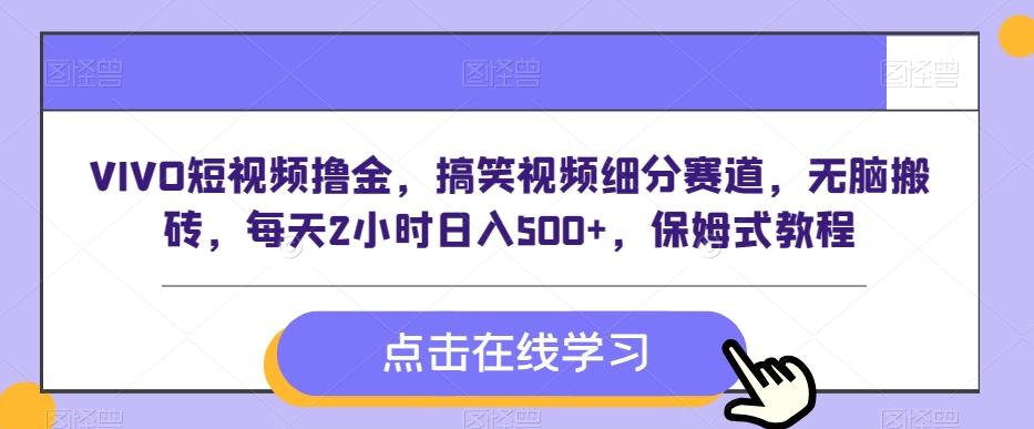 VIVO短视频撸金，搞笑视频细分赛道，无脑搬砖，每天2小时日入500+，保姆式教程-简创项目网