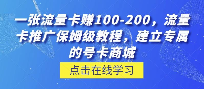 一张流量卡赚100-200，流量卡推广保姆级教程，建立专属的号卡商城-简创项目网