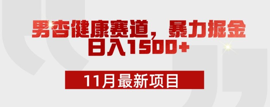 11月最新项目，男杏健康赛道，暴力掘金，日入1500+-简创项目网