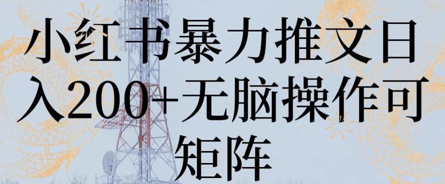 小红书暴力推文日入200+无脑操作可矩阵【揭秘】-简创项目网