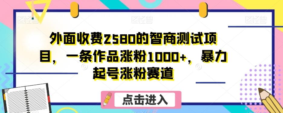 外面收费2580的智商测试项目，一条作品涨粉1000+，暴力起号涨粉赛道【揭秘】-简创项目网