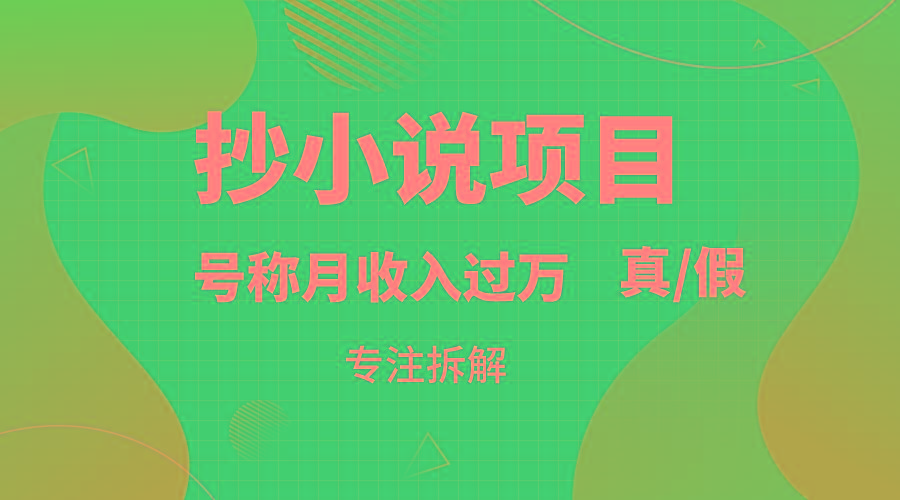 抄小说项目，号称月入过万，到底是否真实，能不能做，详细拆解-简创项目网