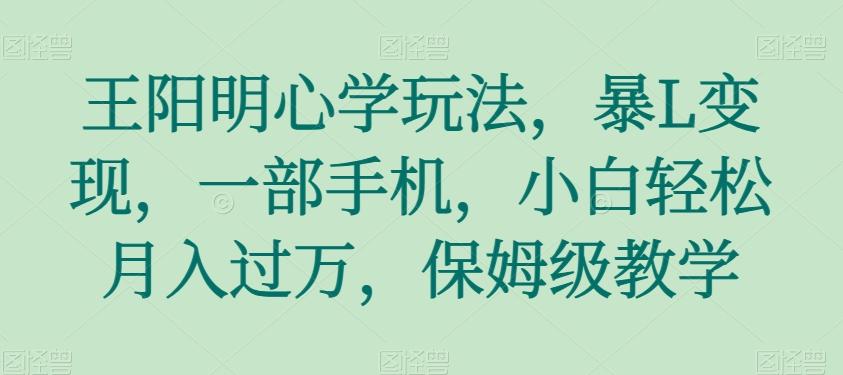 王阳明心学玩法，暴L变现，一部手机，小白轻松月入过万，保姆级教学【揭秘】-简创项目网