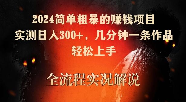 2024简单粗暴的赚钱项目，实测日入300+，几分钟一条作品，轻松上手【揭秘】-简创项目网