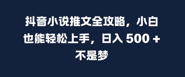抖音小说推文全攻略，小白也能轻松上手，日入 5张+ 不是梦【揭秘】-简创项目网