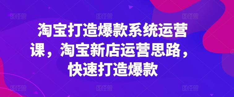 淘宝打造爆款系统运营课，淘宝新店运营思路，快速打造爆款-简创项目网
