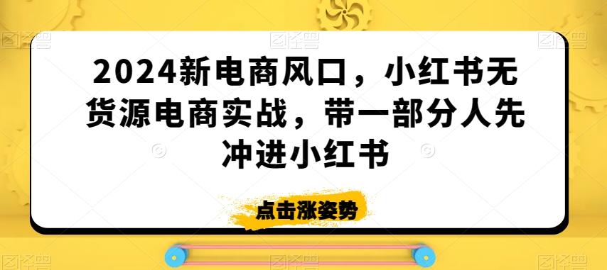 2024新电商风口，小红书无货源电商实战，带一部分人先冲进小红书-简创项目网