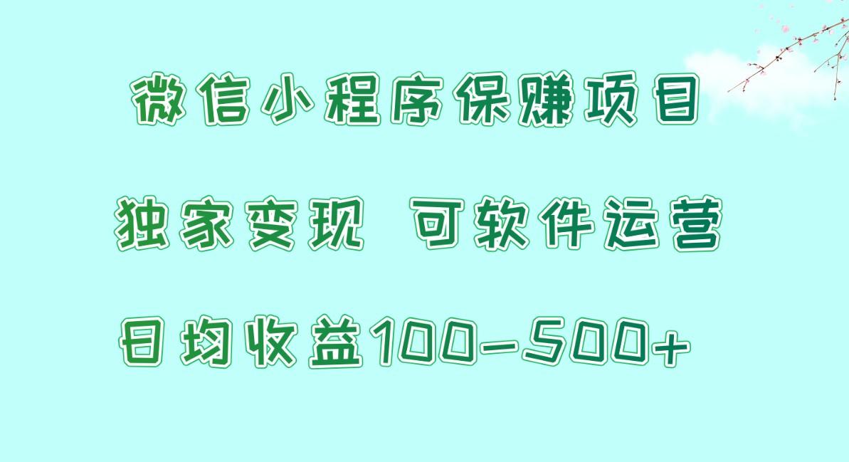 微信小程序保赚项目，日均收益100~500+，独家变现，可软件运营-简创项目网