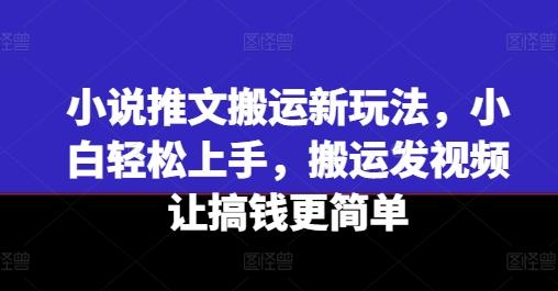 小说推文搬运新玩法，小白轻松上手，搬运发视频让搞钱更简单-简创项目网