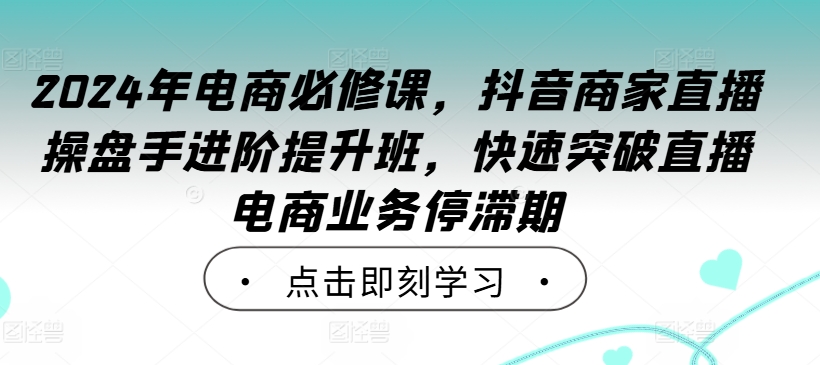 2024年电商必修课，抖音商家直播操盘手进阶提升班，快速突破直播电商业务停滞期-简创项目网