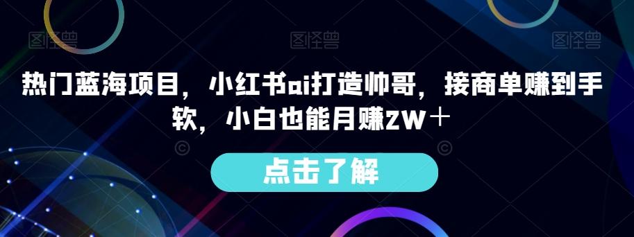 热门蓝海项目，小红书ai打造帅哥，接商单赚到手软，小白也能月赚2W＋-简创项目网