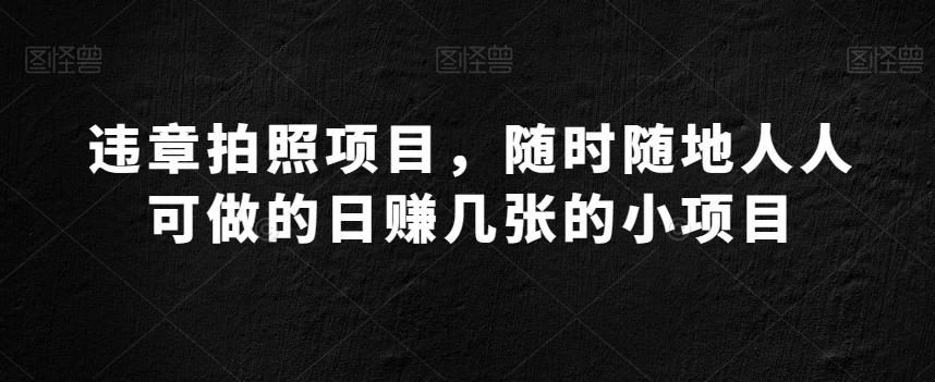 违章拍照项目，随时随地人人可做的日赚几张的小项目-简创项目网