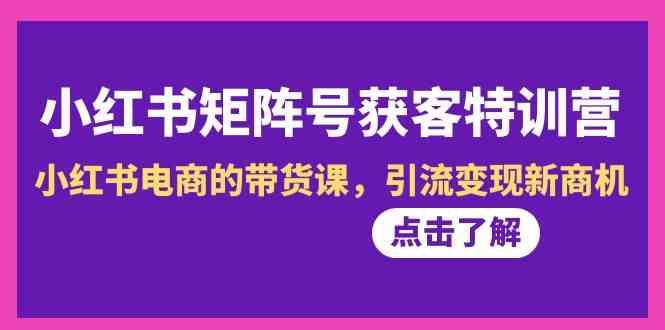小红书矩阵号获客特训营-第10期，小红书电商的带货课，引流变现新商机-简创项目网