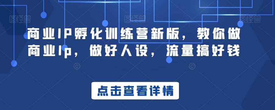 商业IP孵化训练营新版，教你做商业Ip，做好人设，流量搞好钱-简创项目网