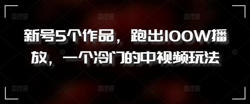 新号5个作品，跑出100W播放，一个冷门的中视频玩法【揭秘】-简创项目网