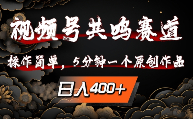视频号共鸣赛道，操作简单，5分钟1个原创作品，日入几张【揭秘】-简创项目网