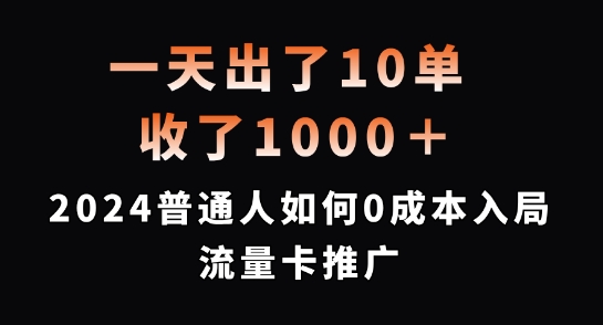 一天出了10单，收了1000+，2024普通人如何0成本入局流量卡推广【揭秘】-简创项目网