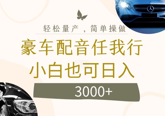 不为人知的暴力小项目，豪车配音，日入几张【揭秘】-简创项目网