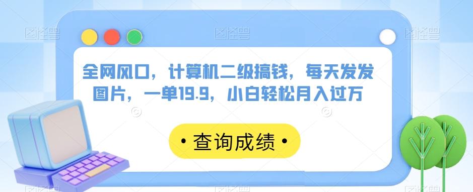 全网风口，计算机二级搞钱，每天发发图片，一单19.9，小白轻松月入过万【揭秘】-简创项目网