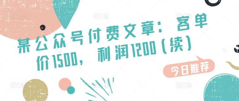 某公众号付费文章：客单价1500，利润1200(续)，市场几乎可以说是空白的-简创项目网