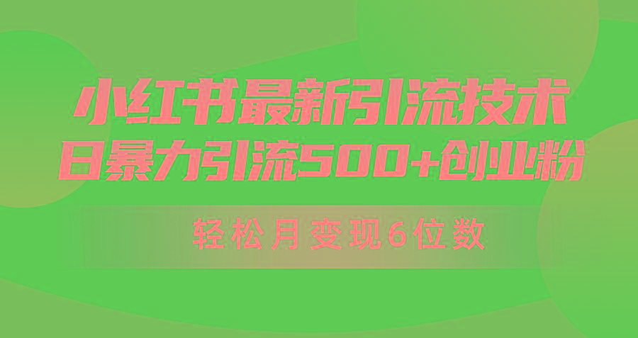 (9871期)日引500+月变现六位数24年最新小红书暴力引流兼职粉教程-简创项目网