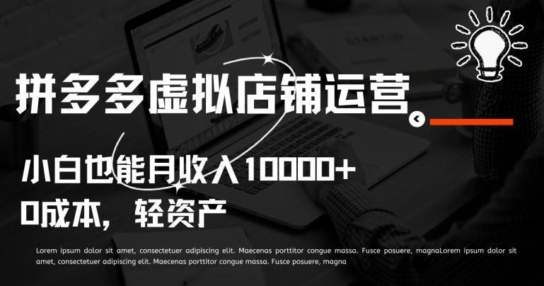 拼多多虚拟店铺运营小白也能月收入10000+【揭秘】-简创项目网