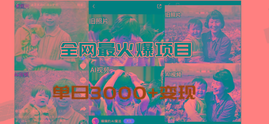 全网爆火的AI让老照片动起来教程，蹭热点日赚3000+，内含免费工具一键…-简创项目网