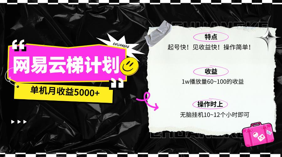 (10063期)最新网易云梯计划网页版，单机月收益5000+！可放大操作-简创项目网